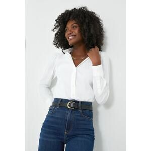 THE SHIRT BY ROCHELLE BEHRENS White Puffed Shoulder Shirt Size XL NWT